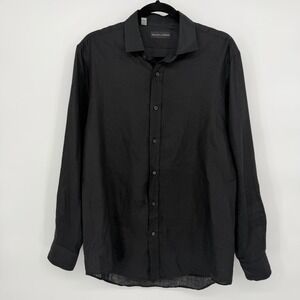 Ralph Lauren Black Label‎ Sz 16 Black 100% Linen Button Up Long Sleeve Blouse